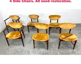 Lot 579 Set 6 Finn Juhl Dining Chairs. 2 Arm, 4 Side Chairs. All need restoration. 