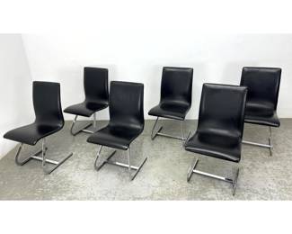 Lot 378 Set 6 Chrome and Black S Chairs