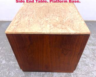 Lot 243 Modernist Marble Top Walnut Cube Side End Table. Platform Base. 