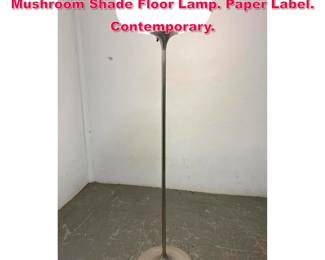 Lot 160 DESIGNLINE Stainless Base Glass Mushroom Shade Floor Lamp. Paper Label. Contemporary.