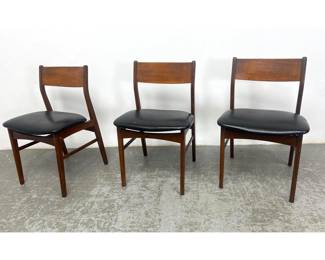Lot 331 set 3 Danish Modern Dining Chairs. 