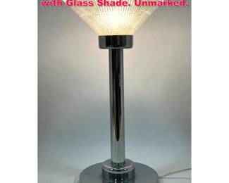 Lot 262 SCE France Chrome Table Lamp with Glass Shade. Unmarked. 