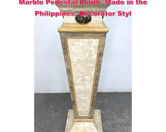Lot 69 Maitland Smith Tessellated Stone and Marble Pedestal Plinth. Made in the Philippines. Decorator Styl