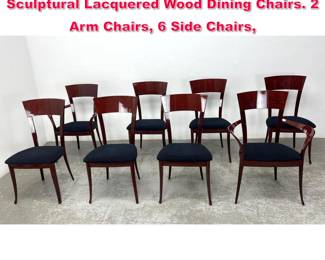 Lot 519 8pcs Pietro Costantini Italian Sculptural Lacquered Wood Dining Chairs. 2 Arm Chairs, 6 Side Chairs,