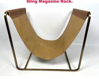 Lot 300 Modernist Metal Frame Leather Sling Magazine Rack. 