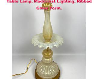 Lot 80 Fancy Venetian Murano Art Glass Table Lamp. Modernist Lighting. Ribbed Glass Form. 