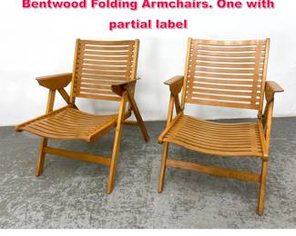 Lot 292 Pair Niko Kralj for Stol REX Beech Bentwood Folding Armchairs. One with partial label