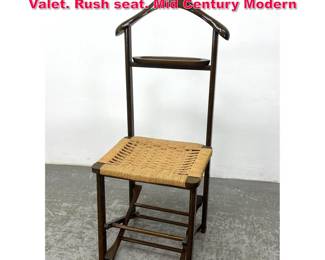 Lot 529 Vintage Italian Collapsable Folding Valet. Rush seat. Mid Century Modern 