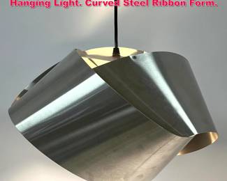 Lot 92 Danish Modern Mobius Ribbon Hanging Light. Curved Steel Ribbon Form. 