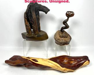 Lot 260 3Pc Free Form Wood Sculptures. Unsigned.