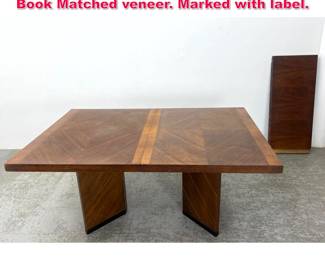 Lot 525 Lane American Modern Dining Table. Book Matched veneer. Marked with label.
