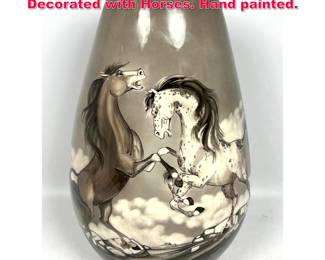 Lot 73 Walter Torino Italian Pottery Vase Decorated with Horses. Hand painted. 