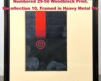 Lot 556 Kunihiro Amano Signed and Numbered 2950 Woodblock Print. Recollection 10. Framed in Heavy Metal Fra