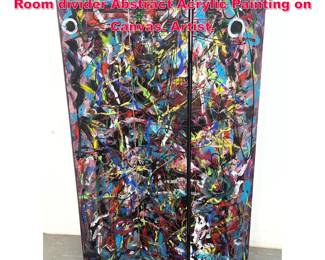 Lot 167 DENNIS SAKELSON 3 Panel screen Room divider Abstract Acrylic Painting on Canvas. Artist. 
