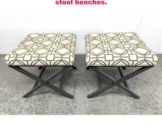 Lot 264 Pr Contemporary X base stool benches. 