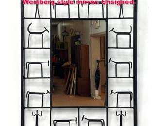 Lot 482 Contemporary Iron Frederick Weinberg style mirror. Unsigned.