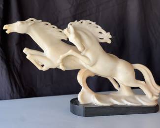 Two Alabaster Horse Statue 1 