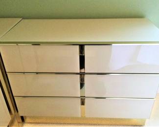 Ello  Brass &  Mauve  Mirrored Top Dresser 