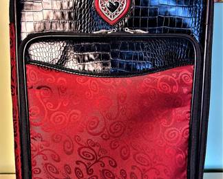 Brighton Red Black Leather Carry On