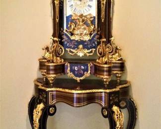 Casa Padrino Luxury Baroque Boulle Marqueetry Style nConsole Table with Clock