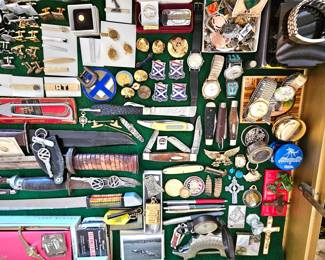 100's upon 100's vintage Women's & Men's jewelry, watches and MORE ! Pocketknives, military wares & MORE !