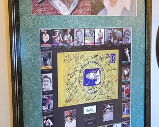 Awesome autographed Bob Hope Golf Classic Framed Presentation. Numerous autographs including Bob Hope, Arnold Palmer and numerous others.
