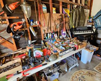 LOTS of tools, old trunks, hardware & MORE !