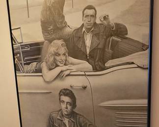 "Way To Hollywood" framed poster. Monroe, Presley, Dean & Bogart.
