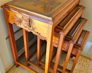 Vintage gorgeous set of 4 nesting table set.