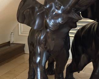 3 feet tall PAIR OF BRONZE ELEPHANTS