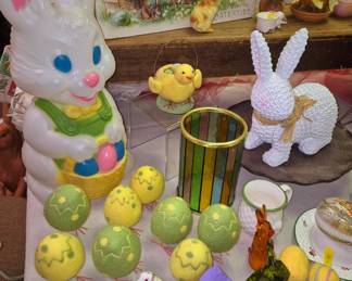 Easter and Spring decor. Vintage Easter Bunny blow mold