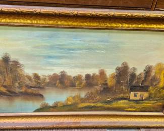 Much framed artwork-prints, oils, watercolors and posters.  Vintage oils