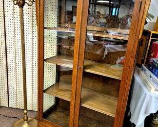 Antique oak bookcase/display cabinet