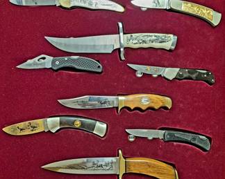 Knifes and pocket knifes. Franklin Mint "Wildlife Series" plus also other pocket knifes