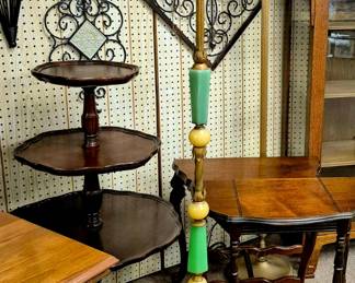 Antique deco iron and jadite floor lamp