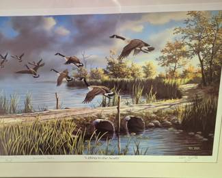Framed wildlife prints. Signed "Commemorative Print"
"Conservation Edition" "Lifting to the North" by  Ken Zylla