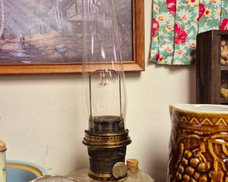 Aladin oil lamp w/ glass chimney "as is"