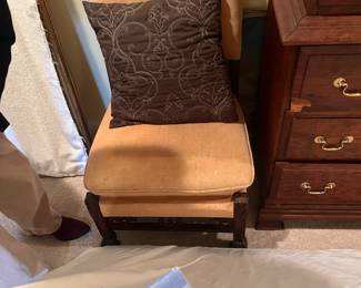 Beautiful intricate wood work slipper chairs (2) 
