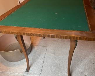 Antique Louis XV style game table with green felt 