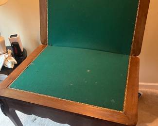 Antique Louis XV style game table with green felt 