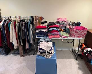 Sweaters, skirts, pants, silks