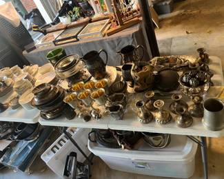Silver, goblets, serving items, pitchers, and more