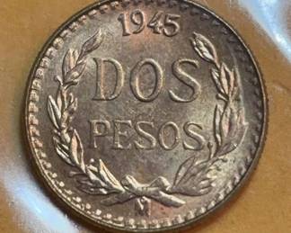 1945 Dos Pesos Coin