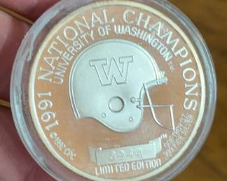 UW Huskies 1991 Limited Edition Fine Silver Coin