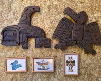 Kwakiutl Carved Thornwood Orca And Thunderbird