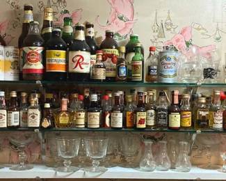 Vintage Shot Glasses And Mini Bottles