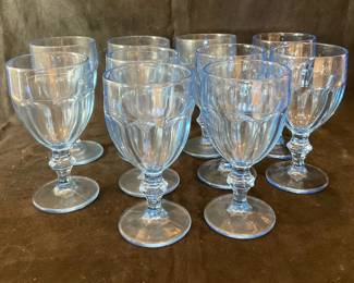10 Libby Gibraltar Misty Blue Glass Goblets