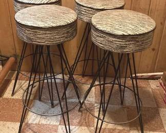 MCM Vinyl Swivel Barstools