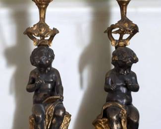 Figural Cherub Candle Holders