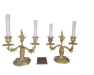 Pair of Louis 15 style gilded bronze candelabra
